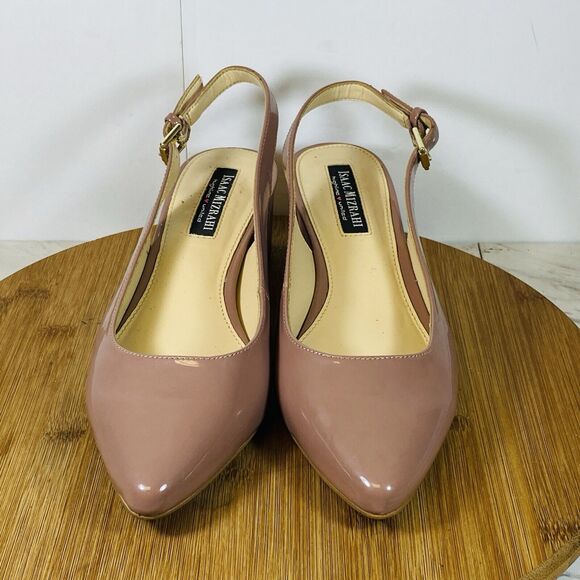 Isaac Mizrahi Women's Becca Pink Patent Leather Pumps With Ankle Strap Size 8.5M - Picture 3 of 6
